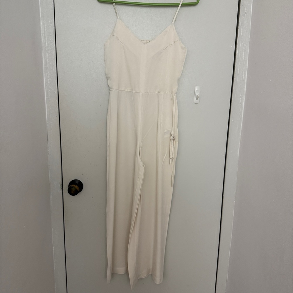 H&M Cream Satin Wide Leg Jumpsuit
